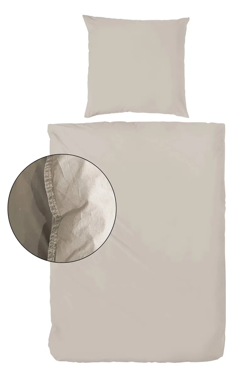 Renforce-Bettwäsche, stonewashed, 155x220cm, Leinen