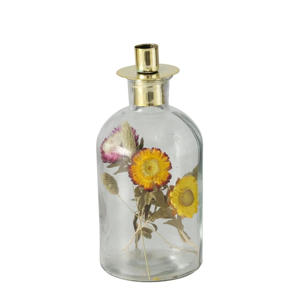 Kerzenleuchter NOVARA mit Trockenblumen Deko Vintage