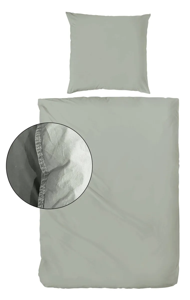 Renforce-Bettwäsche, stonewashed, 135x200cm, Olive