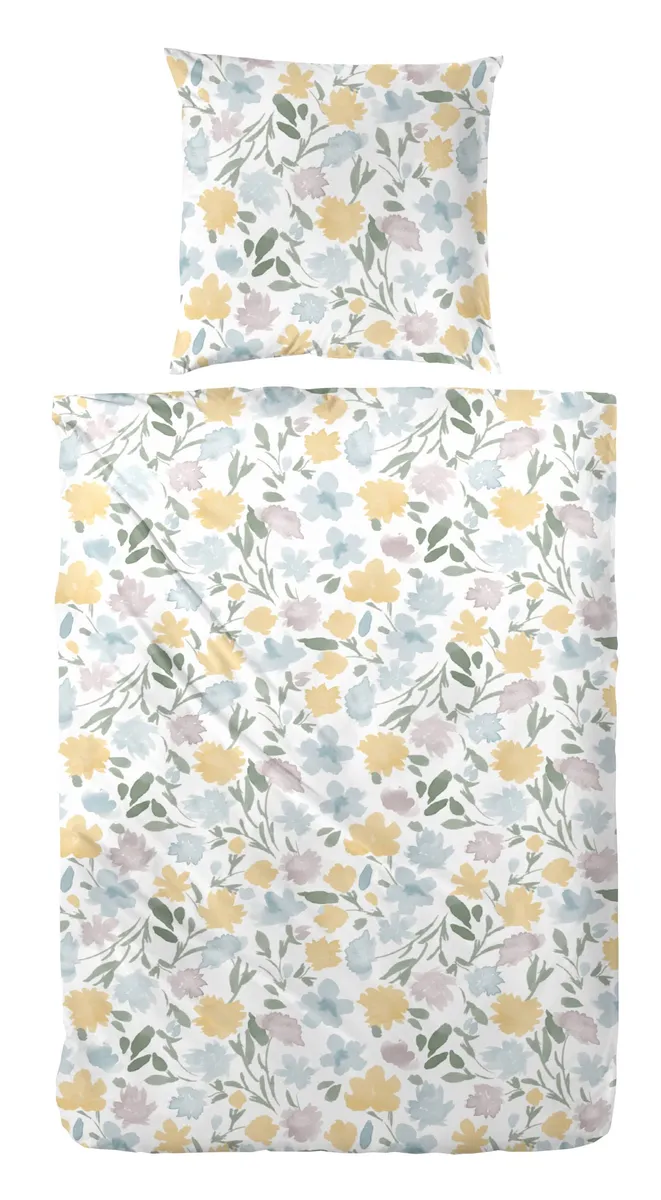 Perkal-Bettwäsche, 155x220cm, Blumen Muster