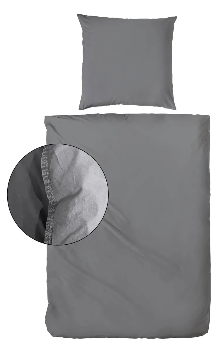 Renforce-Bettwäsche, stonewashed, 155x220cm, Anthrazit