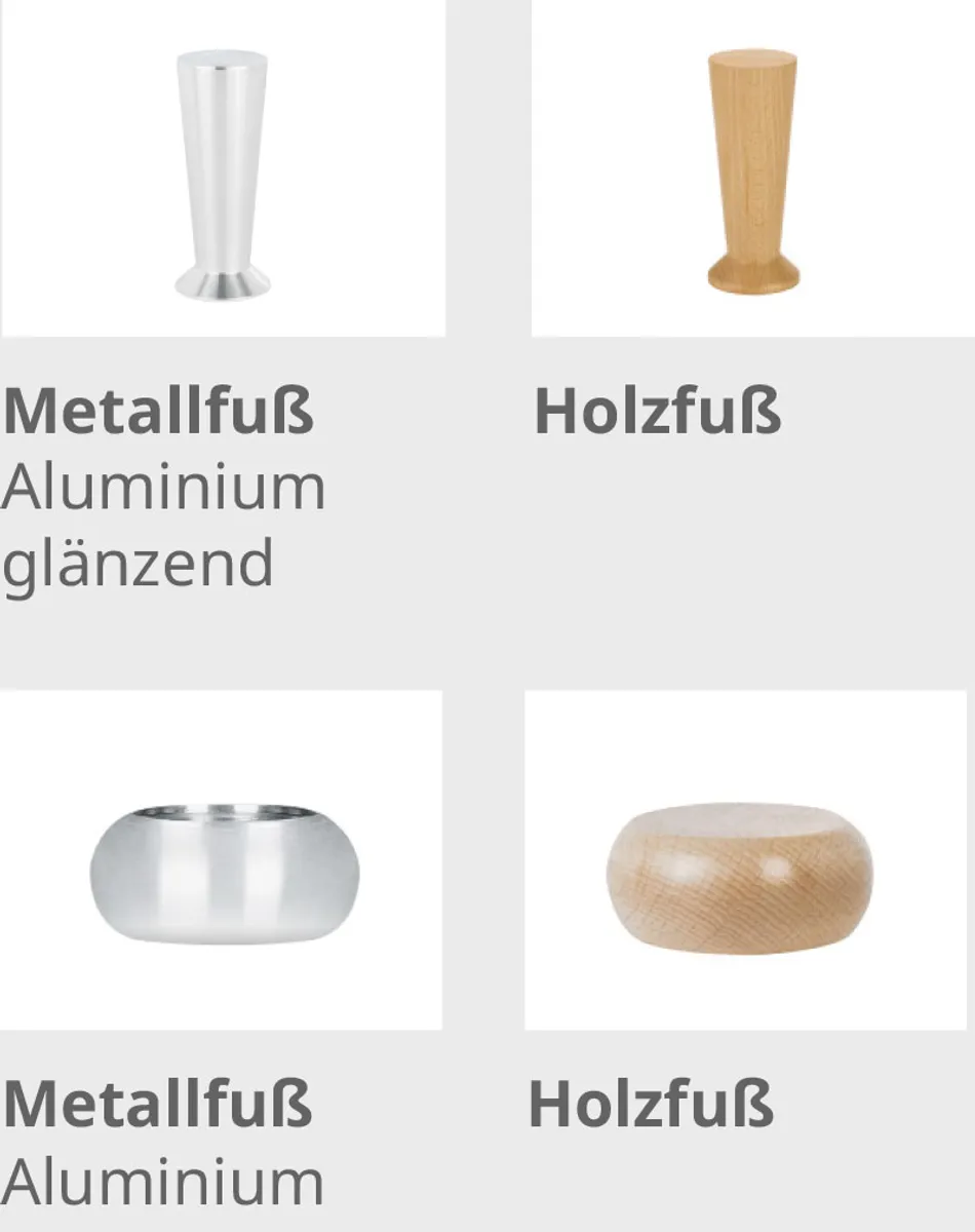 4 Fußvarianten: