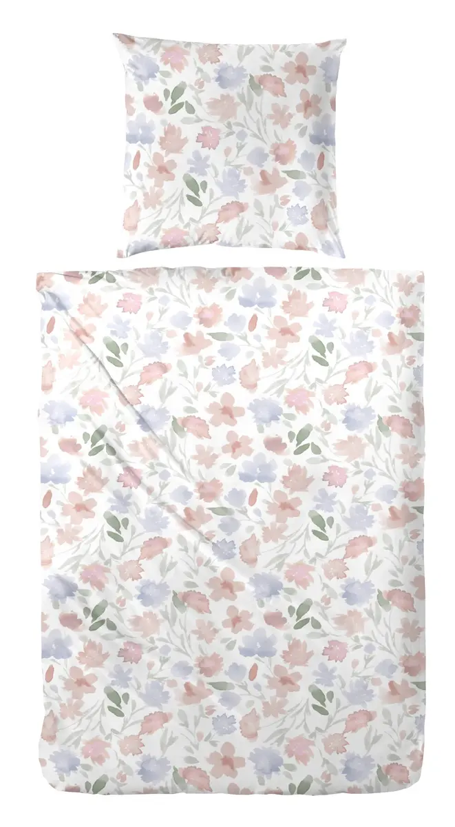 Perkal-Bettwäsche, 155x220cm, Blumen Muster