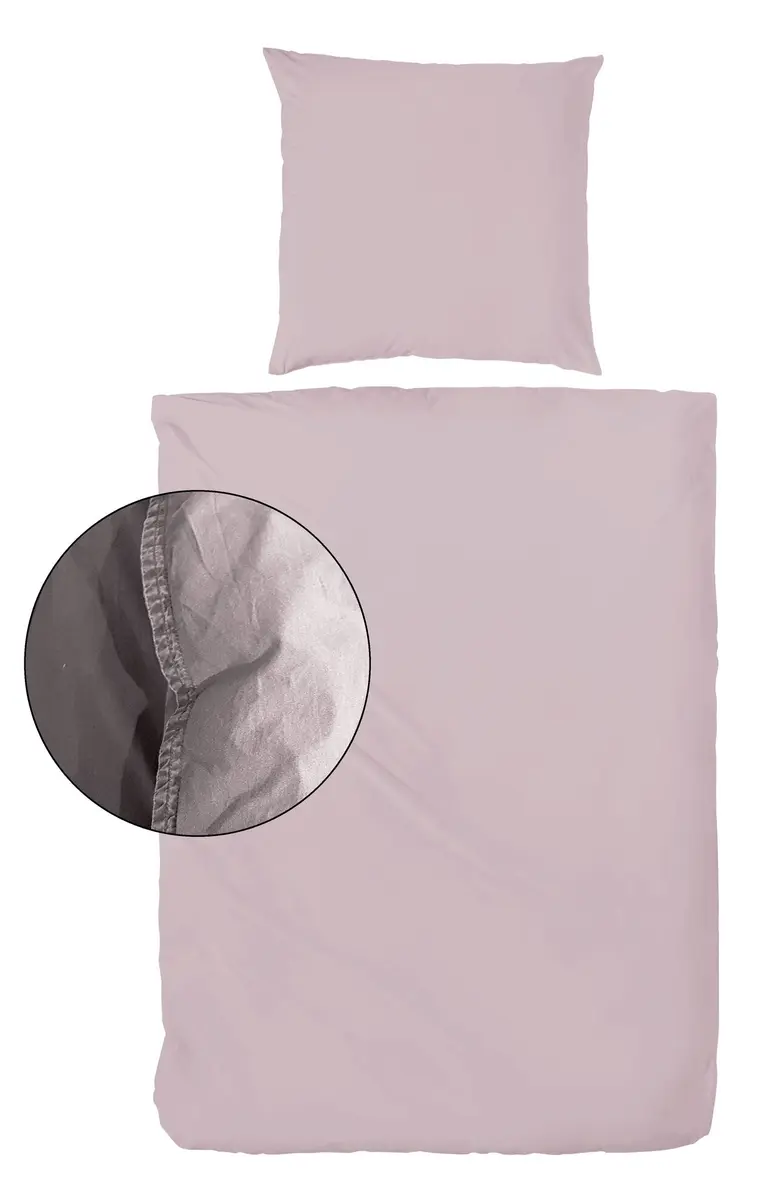 Renforce-Bettwäsche, stonewashed, 135x200cm, Blass-Rose