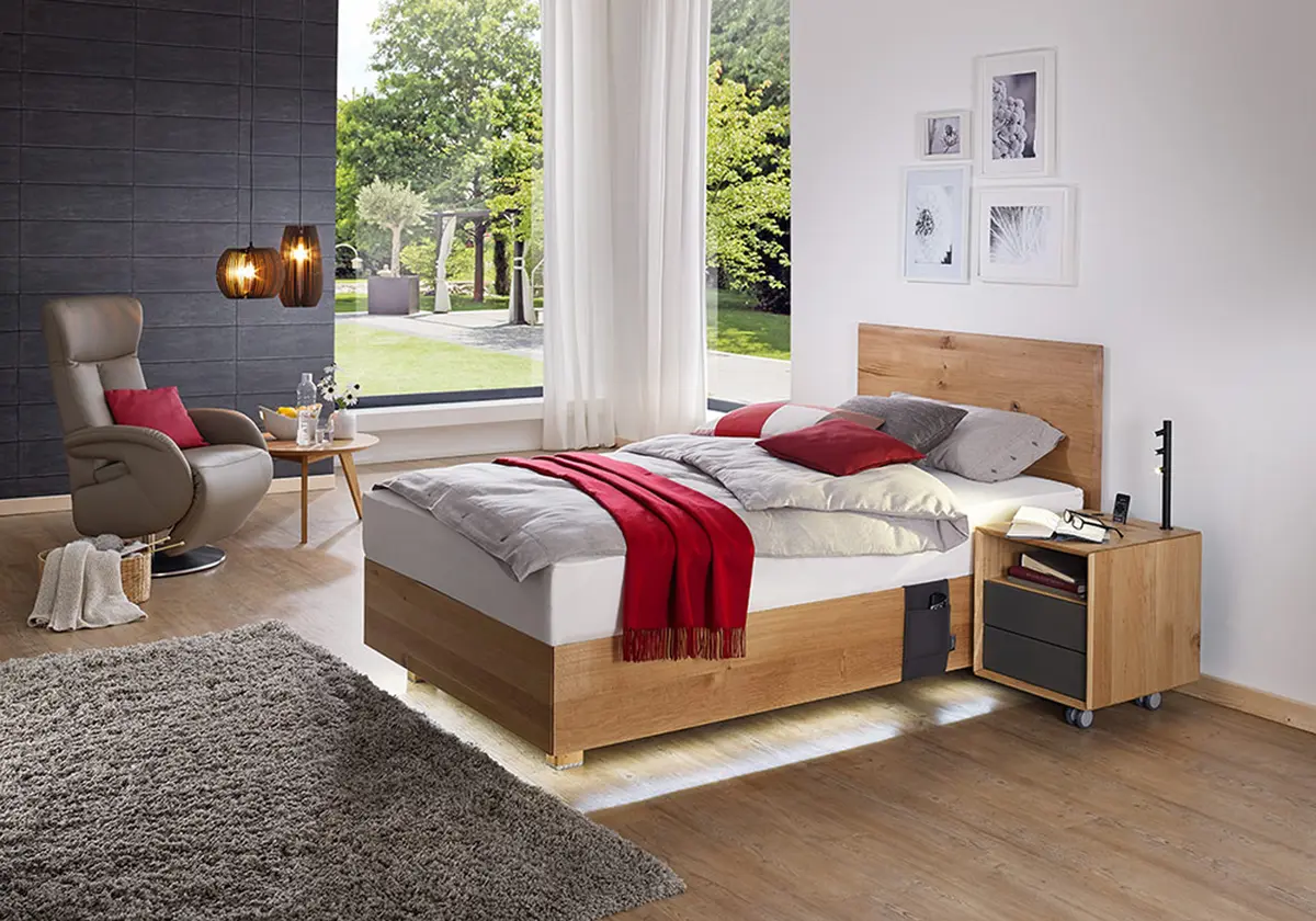 DUO-MASSIVHOLZBETT LUGANO BOXLIKE