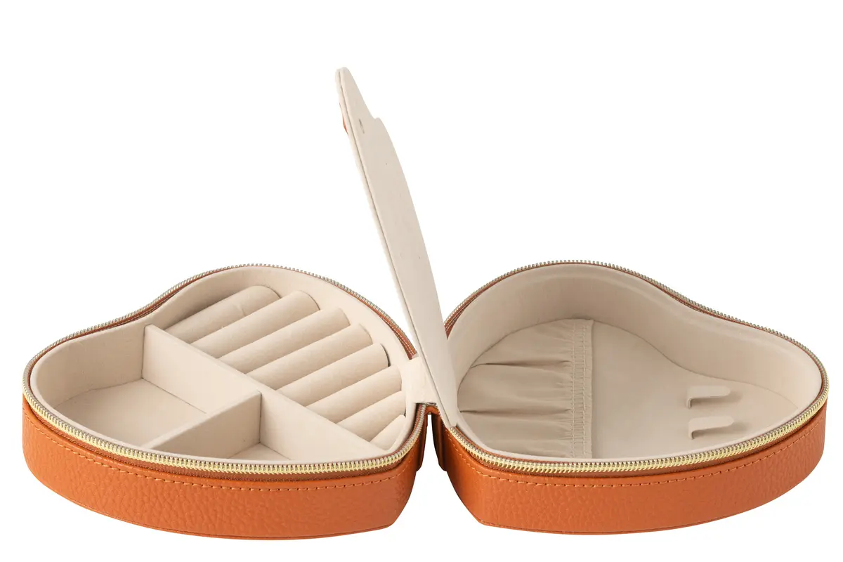 Schmuckdose Herz Kunstleder Cognac J-LINE