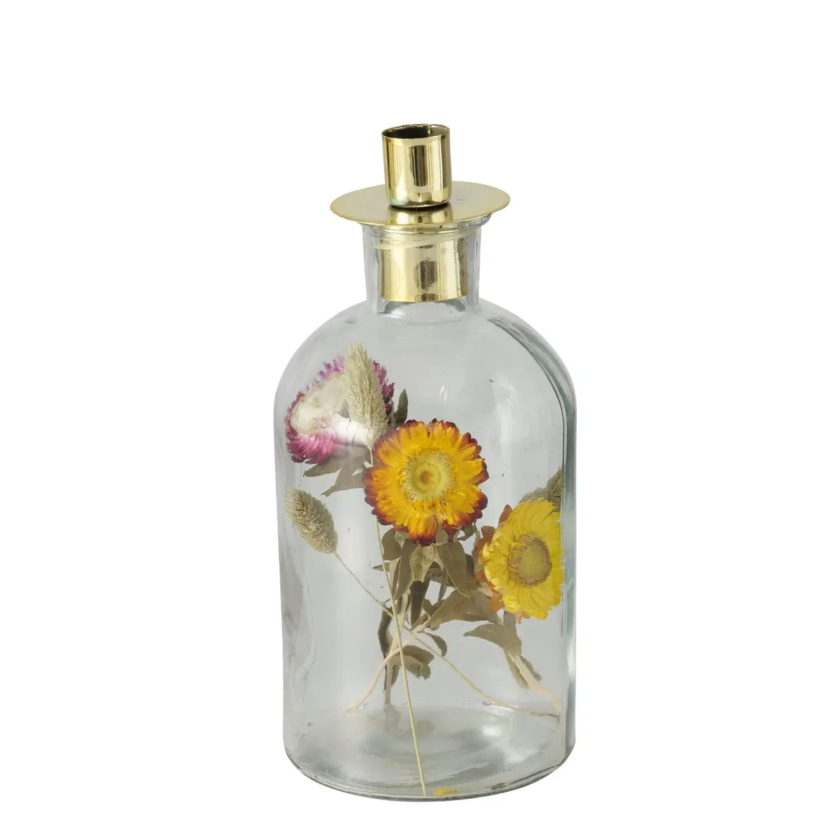 Kerzenleuchter NOVARA mit Trockenblumen Deko Vintage