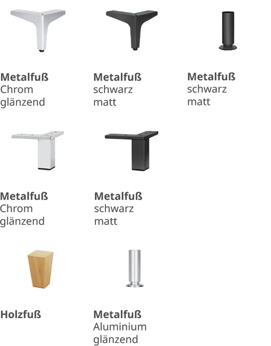 4 Fußvarianten: