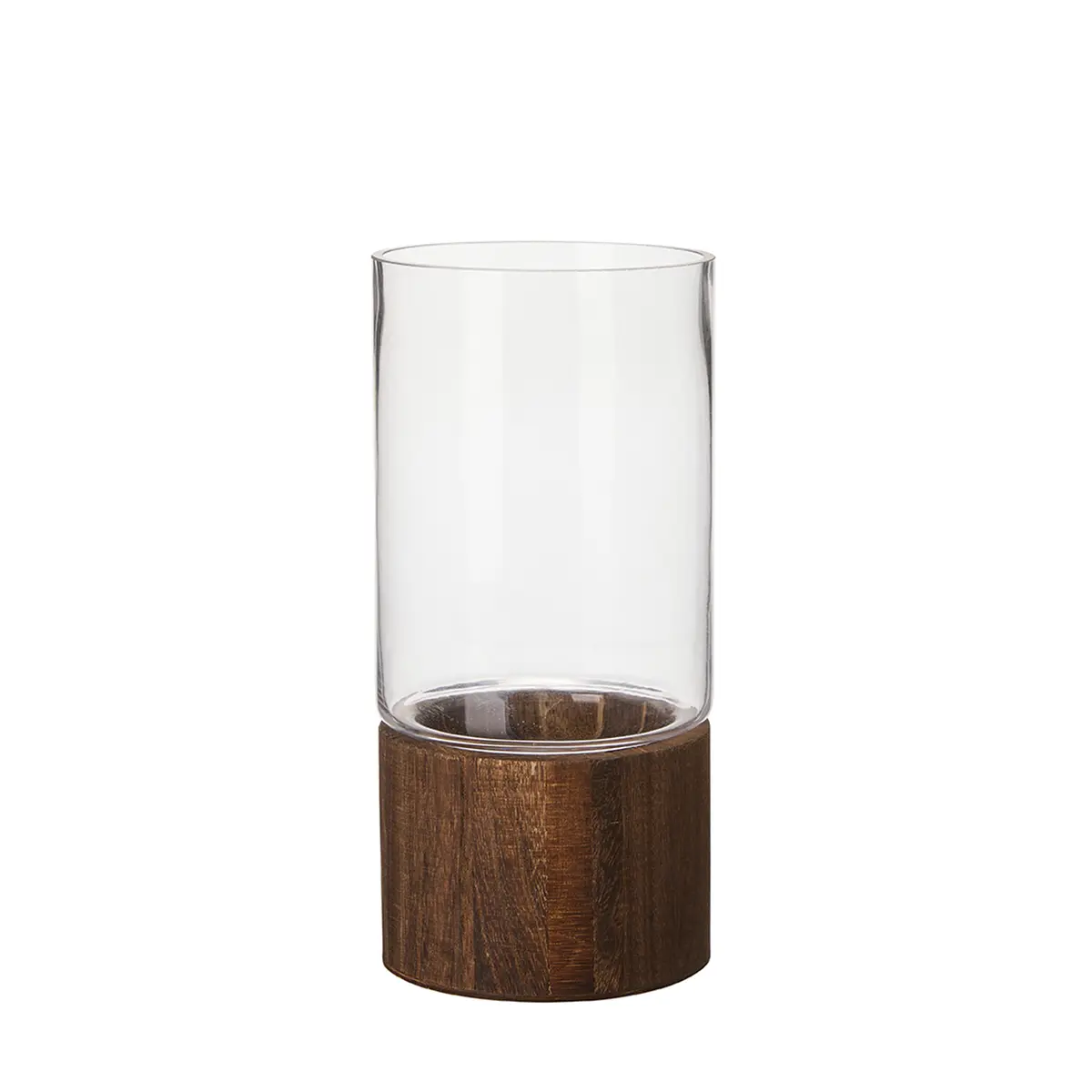 Glas Windlicht mit Holzsockel