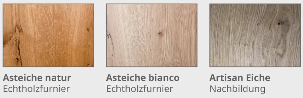 Verschiedene Holzoptiken wählbar: