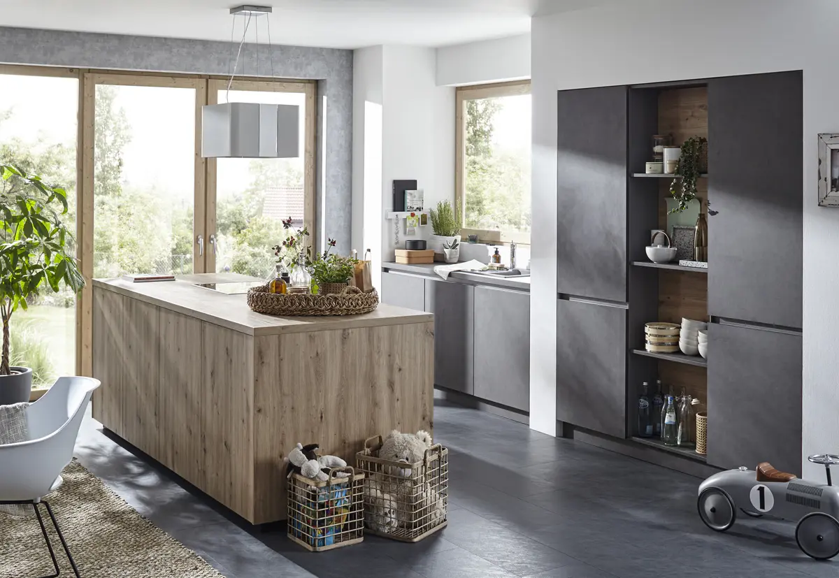 Inselküche 52.210 GL 1 520, Beton Schiefergrau Nachbildung