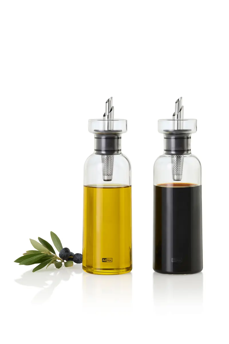 AdHoc Öl- und Essigspender 300ml Glas Edelstahl Silikon