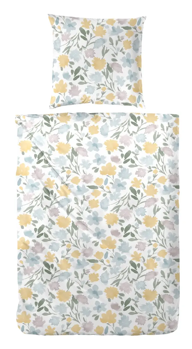 Perkal-Bettwäsche, 155x220cm, Blumen Muster