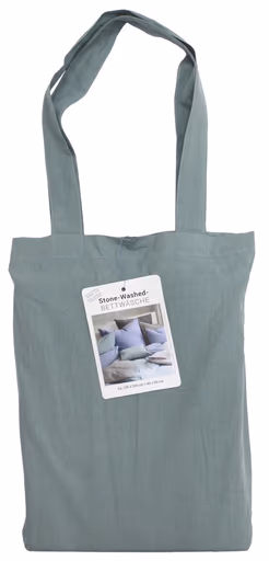 Renforce-Bettwäsche, stonewashed, 135x200cm, Grau-Grün