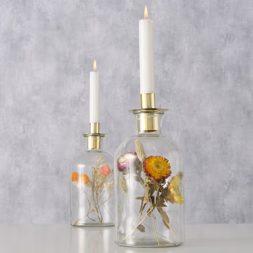 Kerzenleuchter NOVARA mit Trockenblumen Deko