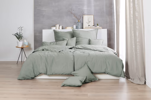 Renforce-Bettwäsche, stonewashed, 155x220cm, Olive