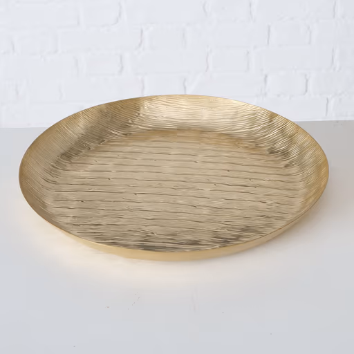 Deko Schale Gold Dekotablett "Shine" tief und flach - 2 Stck. Set