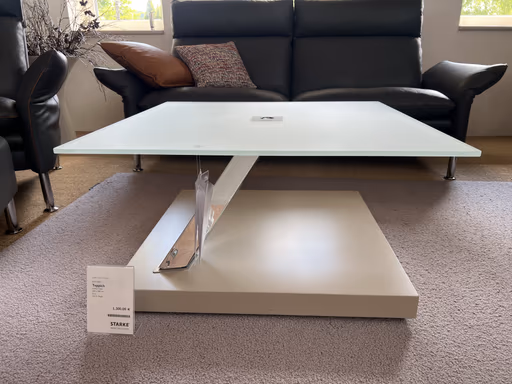 Couchtisch Glas Chrom K491 höhenverstellbar