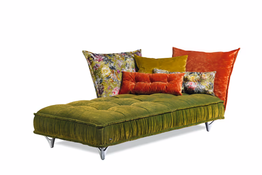 Bretz Ohlinda Recamiere Sofa Farbe Oliv Orange Gold Grün