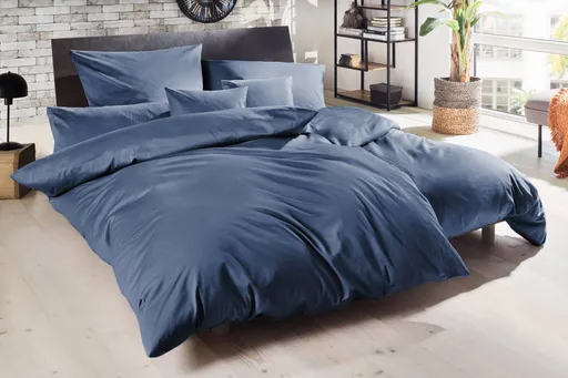 Luxus Satin-Bettwäsche,135x200cm, Denim