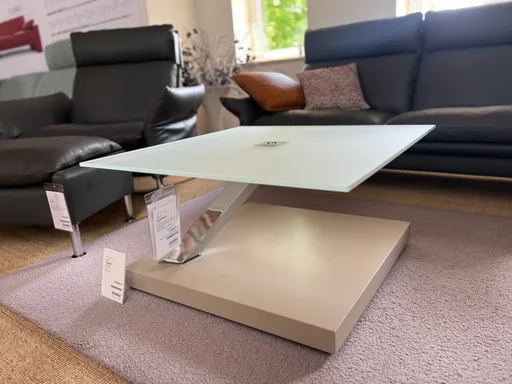 Couchtisch Glas Chrom K491 höhenverstellbar