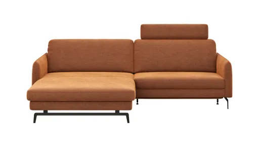 Ecksofa Enna - Longchair Links mit 1,75-Sitzer, inkl. motorischer Relaxfunktion Longchair, Stoff, Terracotta