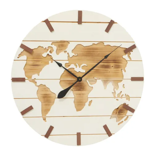 Holz Wanduhr Weltkarte Global Holzwanduhr Uhr Wohnzimmer Rund