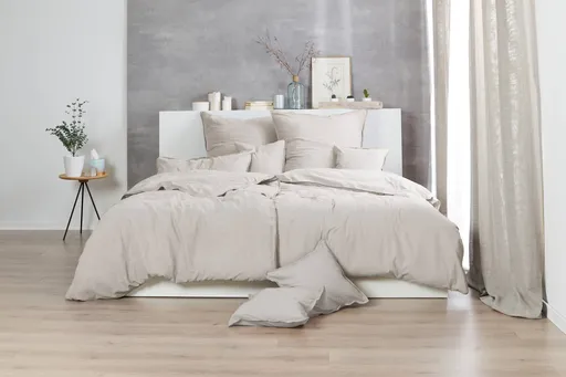 Renforce-Bettwäsche, stonewashed, 155x220cm, Leinen