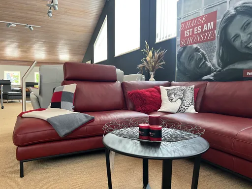 Ecksofa Leder Contur Solano Sofa Rot Leder hochwertig gepolstert