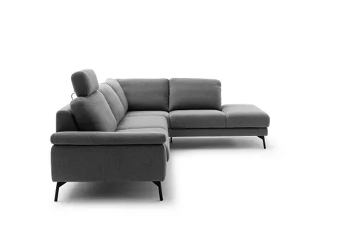 Ecksofa Enna - 3-Sitzer, Ecke rechts, Sitzvorzug (motorisch), Stoff, Graphit