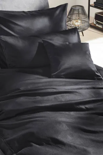 Luxus-Satin-Bettwäsche, 155x200cm, Schwarz