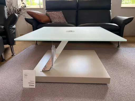 Couchtisch Glas Chrom K491 höhenverstellbar