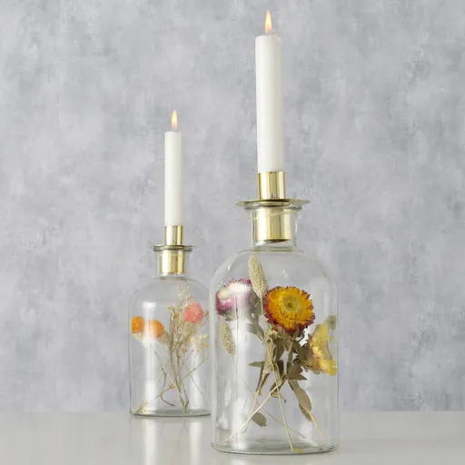 Kerzenleuchter NOVARA mit Trockenblumen Deko Vintage