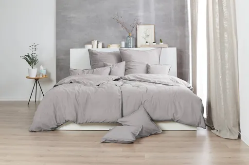Renforce-Bettwäsche, stonewashed, 155x220cm, Kitt