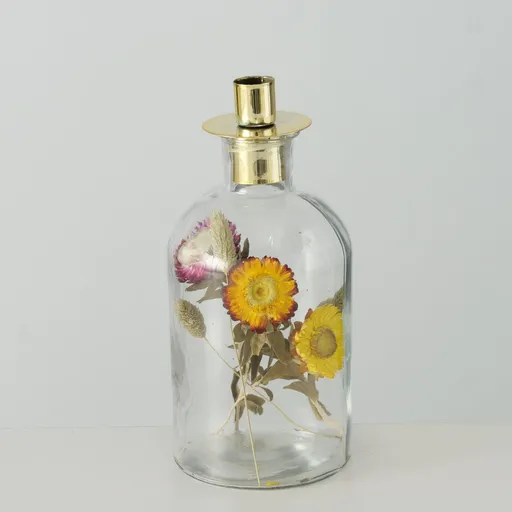 Kerzenleuchter NOVARA mit Trockenblumen Deko Vintage