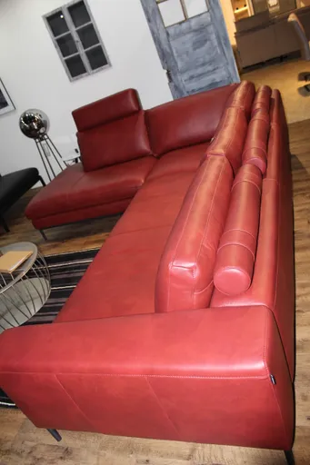 Ecksofa Leder Contur Solano Sofa Rot Leder hochwertig gepolstert