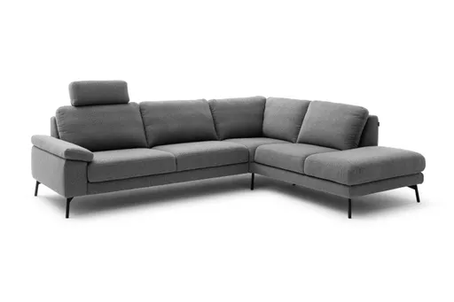 Ecksofa Enna - 3-Sitzer, Ecke rechts, Sitzvorzug (motorisch), Stoff, Graphit
