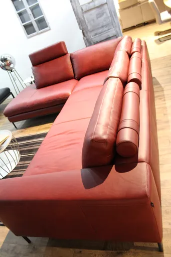Ecksofa Leder Contur Solano Sofa Rot Leder hochwertig gepolstert