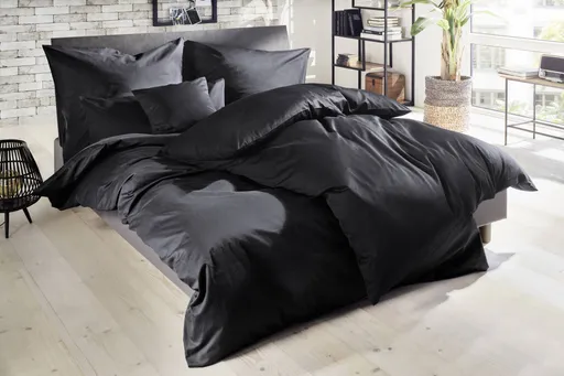 Luxus-Satin-Bettwäsche, 155x200cm, Schwarz