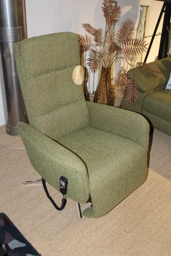 Relaxsessel TV-Sessel Melbourne S in Stoff Schilf Grün motorisch verstellbar