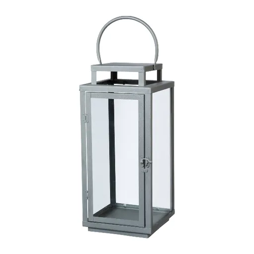 Metall Laterne AMBIENTE grau klein 13x13x31 cm Dekolaterne