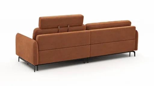 Ecksofa Enna - Longchair Links mit 1,75-Sitzer, inkl. motorischer Relaxfunktion Longchair, Stoff, Terracotta