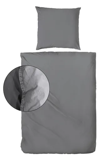 Renforce-Bettwäsche, stonewashed, 155x220cm, Anthrazit