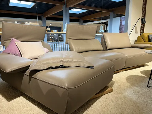 Ecksofa Leder mit Relaxfunktion Musterring Sofa 466 Braun 