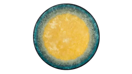 Bretz Teppich rund Sunrise Blau Gelb 240 cm