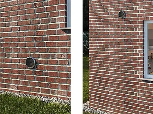 Naber 4043072 Turbo® 150 Mauerkasten inkl. THERMOBOX, weiß, Edelstahl, Rechteckanschluss/Compair flow (System Ø 150)