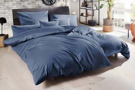Luxus Satin-Bettwäsche,155x220cm, Denim