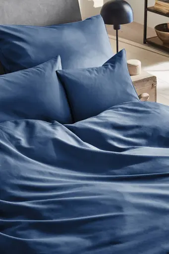 Luxus Satin-Bettwäsche,155x220cm, Denim