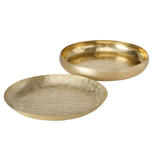 Deko Schale Gold Dekotablett "Shine" tief und flach - 2 Stck. Set
