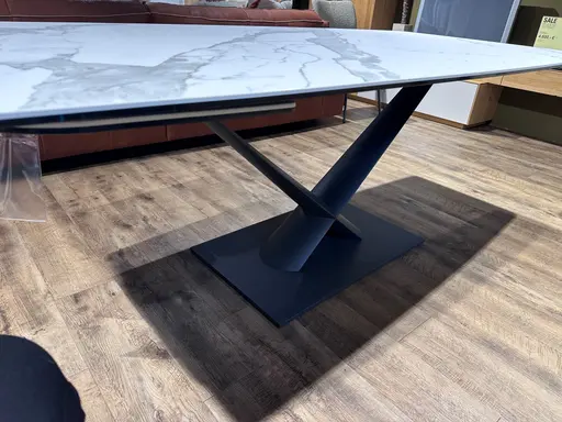 Esstisch Contur Savona Platte Keramik auf Glas Statuario matt  44 x 200(280) x 100 cm